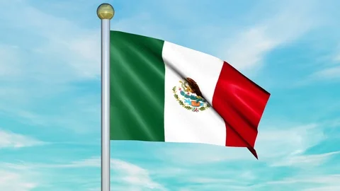 Looping Animated Flag of Mexico on a Pole Stock Footage 73549058