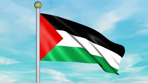 Looping Animated Flag of Palestine on a Pole Stock Footage 73549120