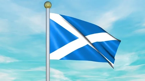 Looping Animated Flag of Scotland on a Pole Stock Footage 73566503