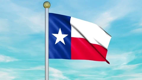 Looping Animated Flag of Texas on a Pole Stock Footage 73567882