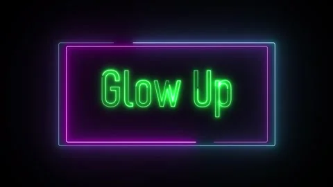 Looping animated neon text effect reading 'glow up' in bold glowing style o.. Stock Footage 309015025