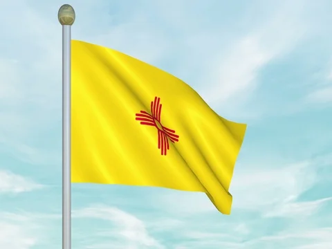 Looping Animated New Mexico Flag on a pole Stock Footage 73517487