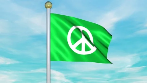 Looping Animated Peace Flag on a Pole Stock Footage 73567030