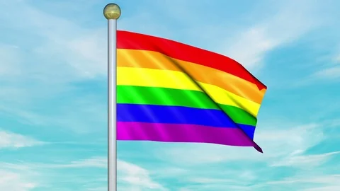 Looping Animated Rainbow Flag on a Pole Stock Footage 73566510