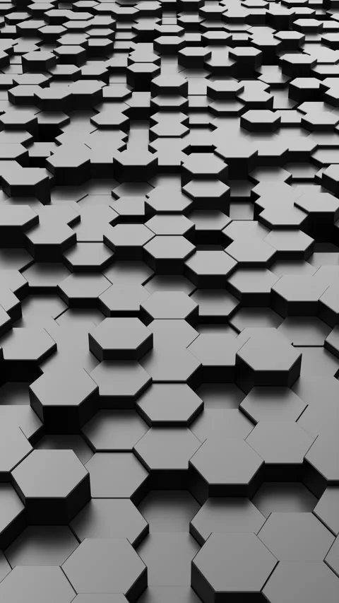 Looping animation of 3D black hexagonal tiles moving in a smooth pattern. Stock Footage 313550125