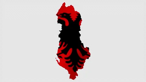 Looping animation of the Albanian flag as a map with a transparent backgrou.. Stock Footage 327064815