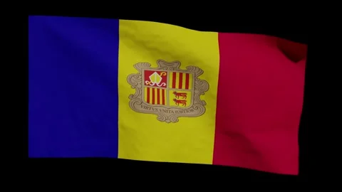 Looping Animation of the Andorran Flag Waving (w/ Matte) Stock Footage 280444119