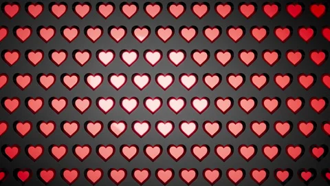 Looping animation of appearance against a black background of bright red hearts. Stock Footage 274445617