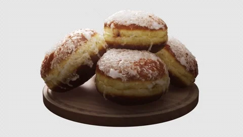 Looping animation around a composition of European classic donuts. Stock Footage 314043834