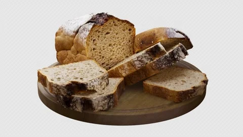 Looping animation around a composition of loaf cake lying on a wooden board. Stock Footage 309334430