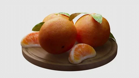 Looping animation around a composition of tangerines lying on a wooden board. Stock Footage 312112880