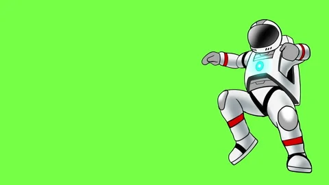Looping Animation of Astronaut Jumping on Greenscreen Stock Footage 295355621