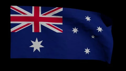 Looping Animation of the Australian Flag Waving (w/ Matte) Stock Footage 282836359