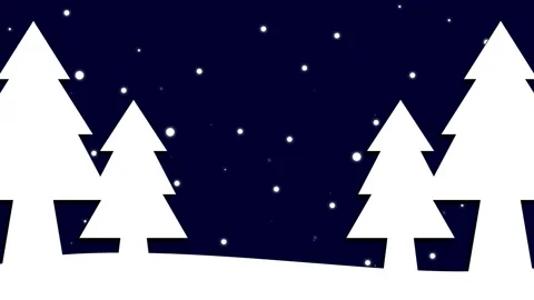 A looping animation background of pine trees with falling snow in a flat style. Stock Footage 291367950