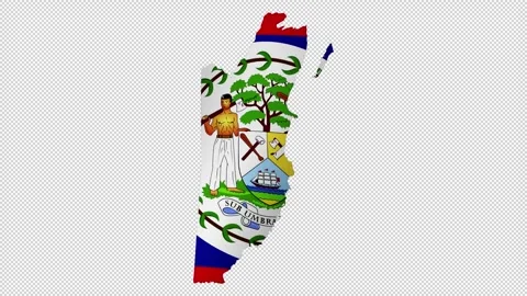 Looping animation of the Belize flag as a map with a transparent background.. Stock Footage 327064830