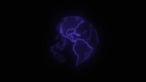 Looping animation of blue glowing earth on black background Stock Footage 329319361