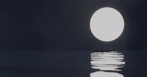 Looping animation of a boat on the waves at full moon. Vídeo Stock 115800962