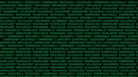 Looping animation close-up binary data with glitches &amp; sound effects ascending Stock Footage 235108128