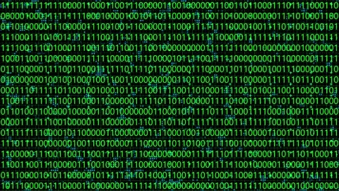 Looping animation of a close-up screen with green binary code data. vd 2240 Video stock 203098414