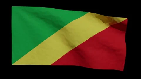 Looping Animation of Congolese Flag Waving (w/ Matte) Stock Footage 275046110