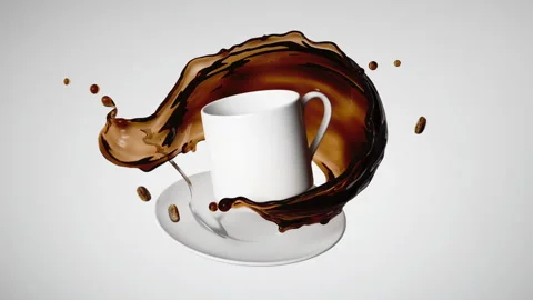 Looping animation, cup of coffee or tea drink. White ceramic mug Stock Footage 141130596