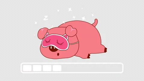 Looping animation of a cute pink pig wearing a sleep mask 库存影片 309203631