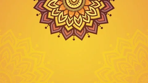 Looping Animation Of Elegant Mandala on Warm Yellow Background Stock Footage 293916442