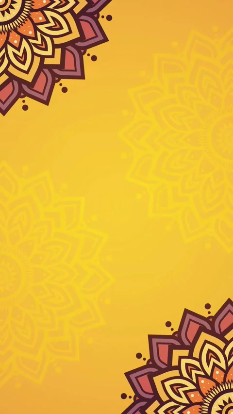 Looping Animation Of Elegant Yellow Mandala Border on Vertical Background Stock Footage 291573725