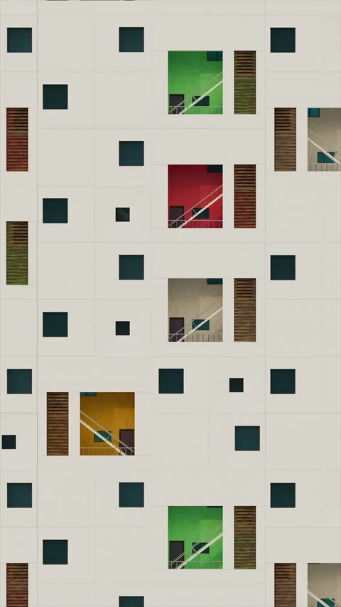 Looping animation, endless colorful facade of residential complex Stock Footage 308652560