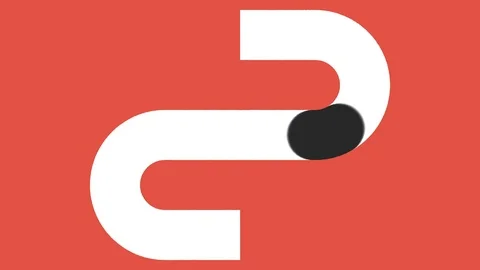 Looping animation of the endless movement of a ball along a path. Red background Stock Footage 125085273