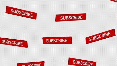 Looping Animation of Falling and Rotating 3D Subscribe Buttons. Stock Footage 256063730