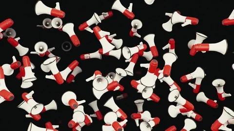 Looping Animation of Falling Megaphones Stock Footage 77579861