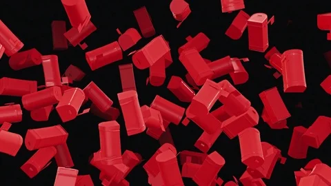 Looping Animation of Falling Red Mailboxes Stock Footage 77579623
