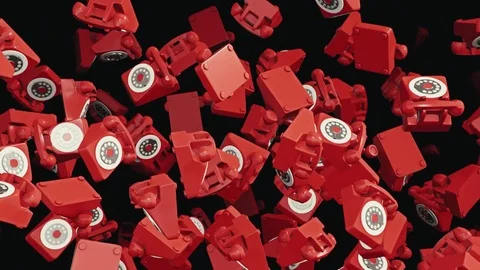 Looping Animation of Falling Red Rotary Phones 库存影片 77580593