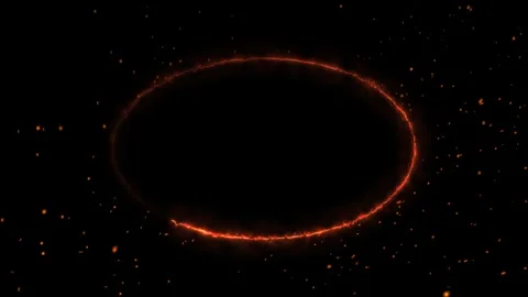 Looping animation of a fiery glowing oval ring Stock Footage 345660020