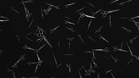 Looping Animation of Floating Barbers Scissors Stock Footage 77581293