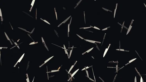 Looping Animation of Floating Kitchen Knives Stock Footage 77582666