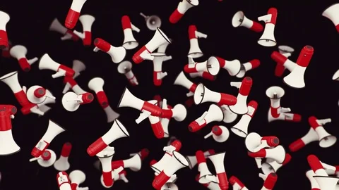 Looping Animation of Floating Megaphones Stock Footage 77582943