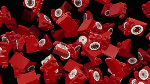 Looping Animation of Floating Red Rotary Phones 库存影片 77583247
