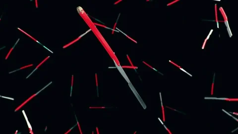 Looping Animation of Floating Straight Razors Stock Footage 77583566