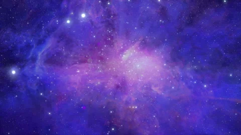 Looping animation of flying through glowing nebulae clouds and stars field Stock Footage 255542312