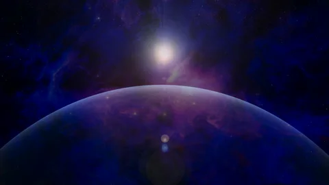 Looping animation of flying through glowing nebulae clouds and stars field.. Stockbeeldmateriaal 255542600