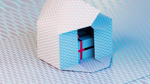 Looping animation of folding gift wrapping. Folding gift box packaging with a Stock Footage 256672460