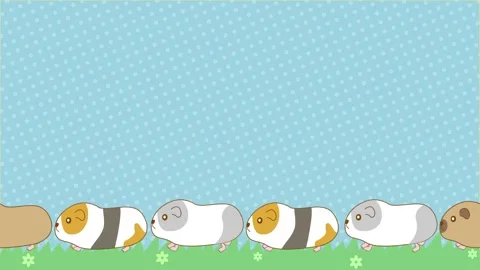 Looping animation frame background of guinea pigs walking in a line Stock Footage 313099037