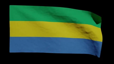 Looping Animation of the Gabonese Flag Waving (w/ Matte) Stock Footage 303653595