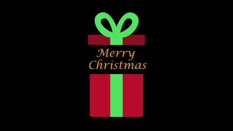 Looping animation of a gift box opening to reveal the Merry Christmas text, then Stock Footage 322663631