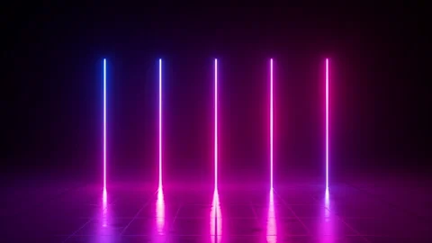 Looping animation of glowing neon vertical lines, changing colors Stock Footage 143913214