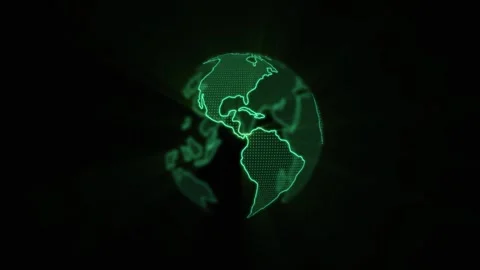 Looping animation of green glowing earth on black background Stock Footage 329319367