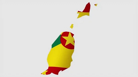 Looping animation of the Grenada flag as a map with a transparent backgroun.. Stock Footage 325622122