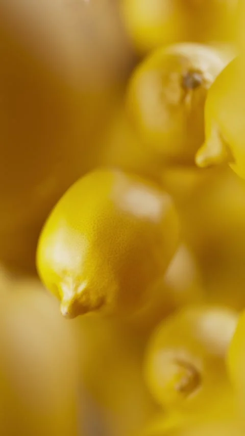 Looping animation of a group of lemons. Defocus. Close-up. Stock Footage 312577115
